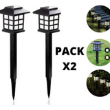 Pack X2 Farol Solar Estaca Exterior Jardín Iluminación