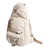 Mini Bolsa Lateral Masculina De Couro Legitimo  Brinde Cor Creme