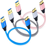 Paquete De 3 Cables Micro Usb 3 0 Trenzados Cortos De 1...