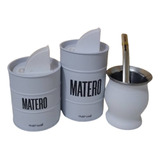 Set Latas Matero + Mate Con Combilla Acero Inoxidable