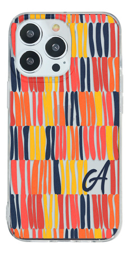 Funda Para iPhone Para Mujer Rayas Pintura Con Tu Inicial