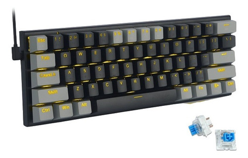 Teclado Gamer E-yooso Z11 Qwerty Outemu Blue Inglés Us Color Negro Y Gris Con Luz Amarillo