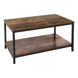 Super Deal 2-tier Industrial Coffee Table With Storage Shelf
