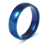 Anillo Argolla Circular Azul Titanio Acero Inoxidable Hombre