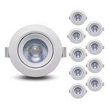 Kit 10 Luminária Teto Spot Led 7w Redondo Direcionável