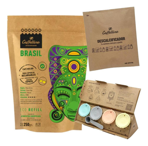 4 Capsulas Recargables Dolce + Cafe Brasil + Descalcificador