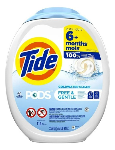 Tide Pods Detergente De Ropa Free And Gentle Importado 112pc