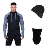 Combo Hombre! Buzo Deportivo N+gorro+cuello Termico -6 Cuota