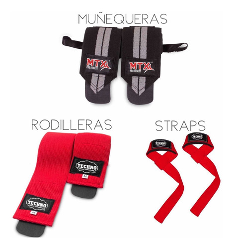 Paquete Para Gym/crossfit, Muñequeras, Straps Y Rodilleras 