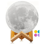 Lampara Control Forma De Luna Led 15 Cm Usb 16 Colores Rgb