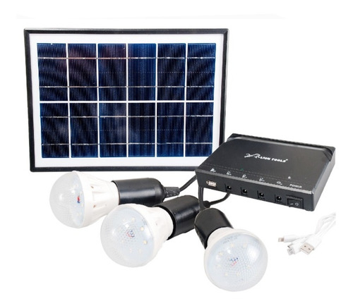 2 Sistema De Iluminacion Solar 3 Foco Led Usb Litio Panel 6w