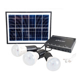 Panel Solar Con 3 Focos Super Led Bateria Recargable Usb 6w