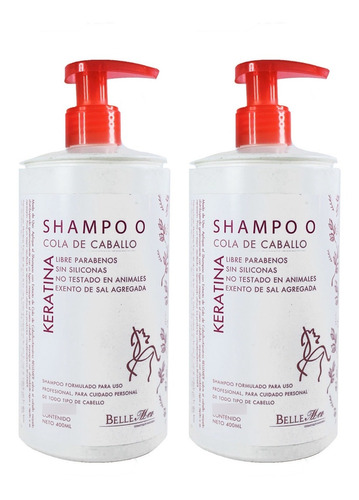 2 Shampoo Cola Caballo Crecimiento Del Cabello 400g Cu