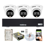 Kit Segurança 3 Câmeras Dome Colorida 1220d Dvr Mhdx 1008c