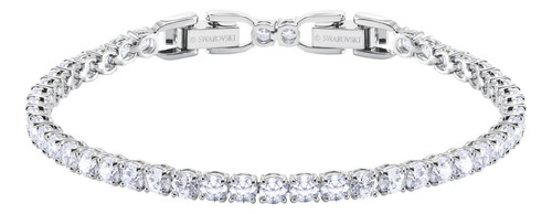 Pulsera Swarovski Tennis Round Deluxe, Blanco, Baño De Rodio