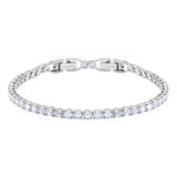 Pulsera Swarovski Tennis Round Deluxe, Blanco, Baño De Rodio