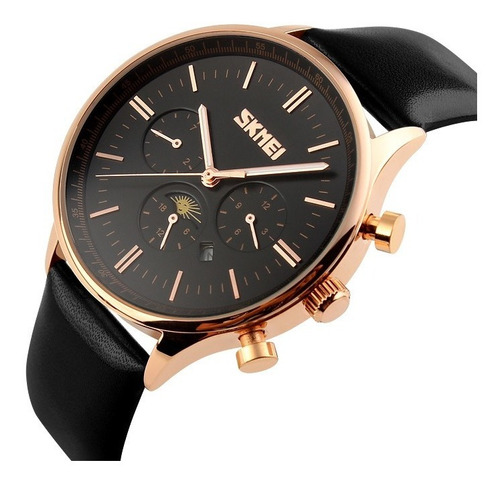 Reloj Lujo Elegant Hombre Caballero Skmei 9117 Cuero Genuino