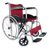 Silla De Ruedas Duradera De Lujo Plegable Rin De Rayos Color Gris Con Rojo