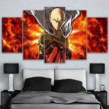 5 Cuadros Canvas Saitama One Punch Man Anime Fuego Pared