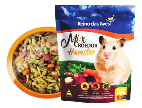 Ração Para Roedor Hamster Mix 500g - Reino Das Aves