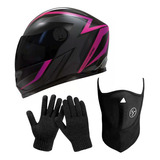 Casco Moto Integral Vértigo Hk7 + Mascara + Guantes Sia++