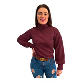 Blusa Tricot Ampla Grossa Manga Bufante Gola Alta Cacharel