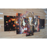Cuadro Poliptico De Ganesha 150x80 Con Bastidor De Madera