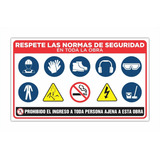 Cartel Respete Las Normas De Seguridad 100x60 Obra Epp