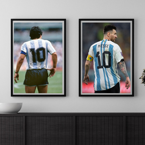 Cuadro Messi Maradona 10 Argentina Espalda Set X2 30x40cm 