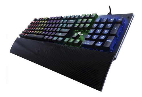 Teclado Gamer Yeyian Serie 2000 Flare Qwerty Outemu Red Español España Color Negro Con Luz Rgb