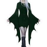 Mini Vestido Gótico Murciélago Mujer, Disfraces Halloween