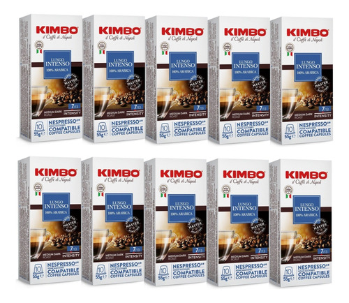 Pack 100 Cápsulas Kimbo Espresso Lungo 10 X 10  Compatibles