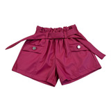 Short Saia De Courino Para Meninas Infantil Juvenil