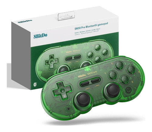 Controle Joystick 8bitdo Sn30 Pro Jade Transparente C62vt