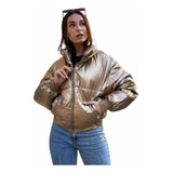 Campera Metalizada Dorada Talle M Importada