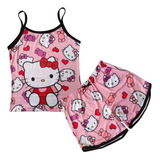 Pijama Hello Kitty 2 Piezas Blusa Tirantes Y Short Sublimad