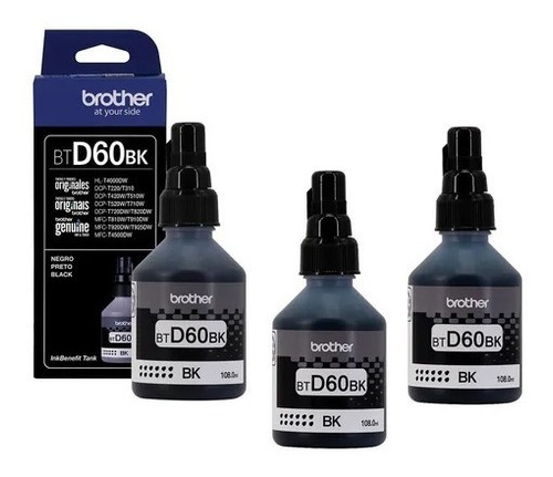 Kit De 3 Tintas Original Brother Btd60bk Color Negro 108ml