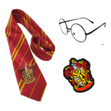 Pack Disfraz Harry Potter: Corbata, Lentes De Metal Y Parche