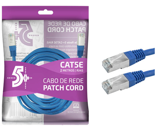 Cabo De Rede Patch Cord Azul Blindado 10m Rj45 Cat5e Ftp