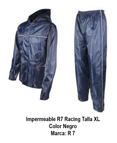 Impermeable Talla Xl Color Negro R7 Racing