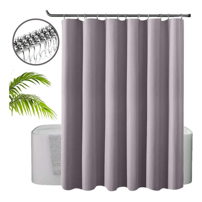 Mebix TRD Cortina De Baño Tela Antihongo 214cm X 183cm +12 Ganchos De Acero Inoxidable Impermeable Color Gris Liso | Meses sin interés