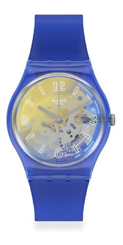 Reloj Swatch Mujer Gn278 Yellow Disco /relojeria Violeta Color De La Correa Azul