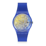 Reloj Swatch Mujer Gn278 Yellow Disco /relojeria Violeta Color De La Correa Azul