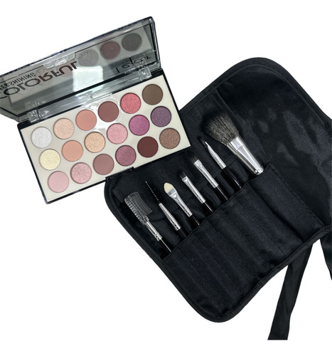 Set De Maquillaje Completo Tejar + Set De Brochas X 7 Piezas