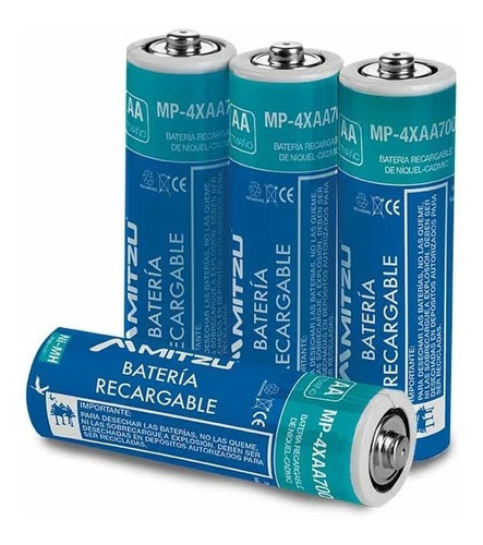 Baterias Recargables Aa Mitzu Mp-4xaa700  1.2v Ni-cd Doble A