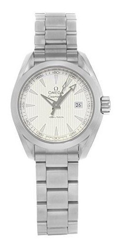 Omega Aqua Terra Plata Dial Damas De Acero Inoxidable Reloj 