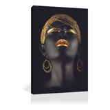 Cuadro Canvas Artisticas Mujer Africana Joyas Doradas