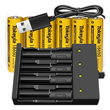 6 Baterías Recargables 18650 Mah 5000 Mah Cargador Universal