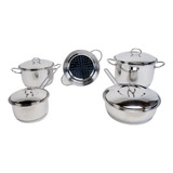 Batería De Cocina Set 5 Piezas Acero Inoxidable Golden Art