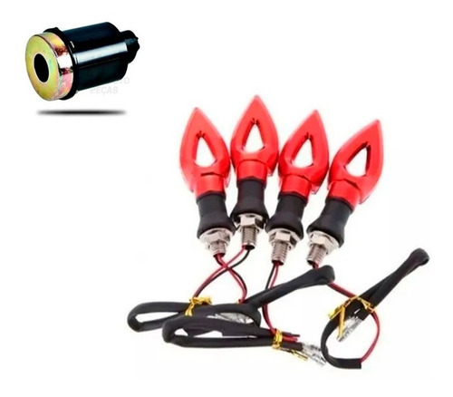 4 Piscas Seta Esportiva Led Vazado Flecha + Rele Pisca Cb300